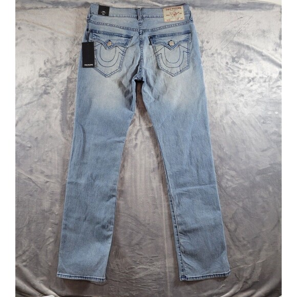 True Religion Ricky Jeans Mens SZ 31 Flap SN Relaxed Straight Light Blue Denim - Picture 4 of 12